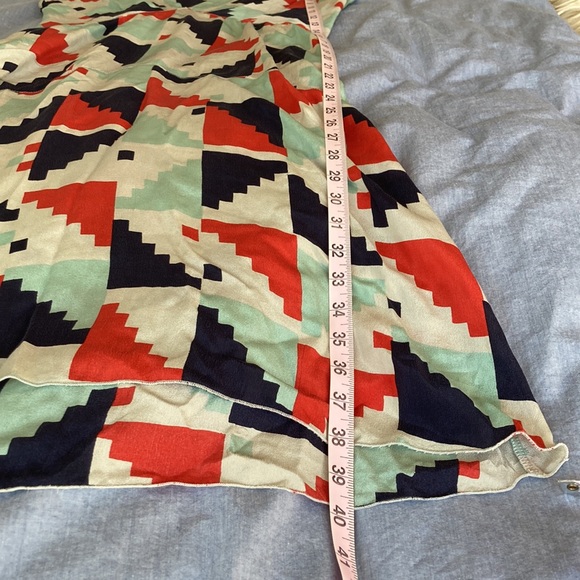 **SOLD** Blue, green, red pattern silk dress - Picture 7 of 8